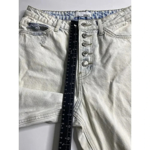 Vervet Jeans Womens 27 Bleach Wash Button Fly Raw Hem Straight Leg Distressed - Picture 5 of 10